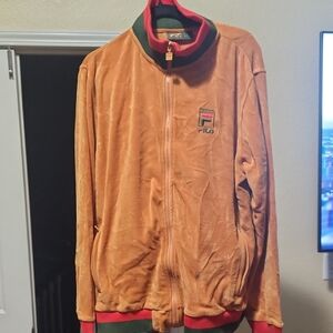 Fila Men's Camel Sweatsuit with Forest and Crimson Accents